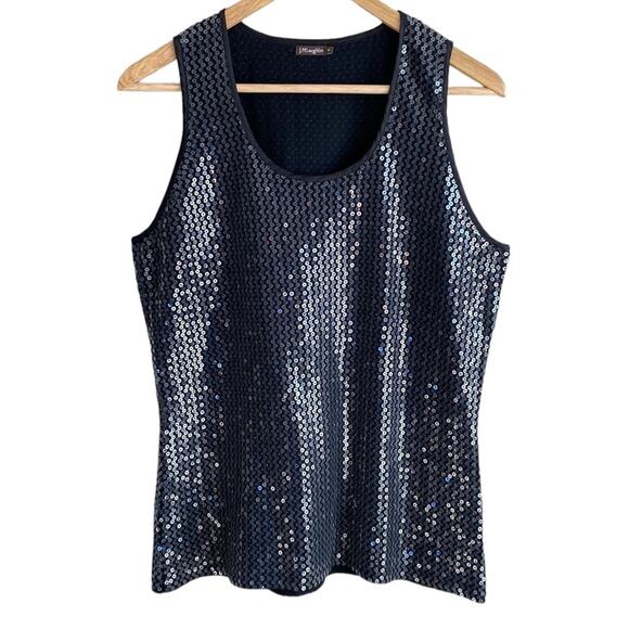 J. McLaughlin Sequin Tank top Shell black M Going out Top - Picture 1 of 7